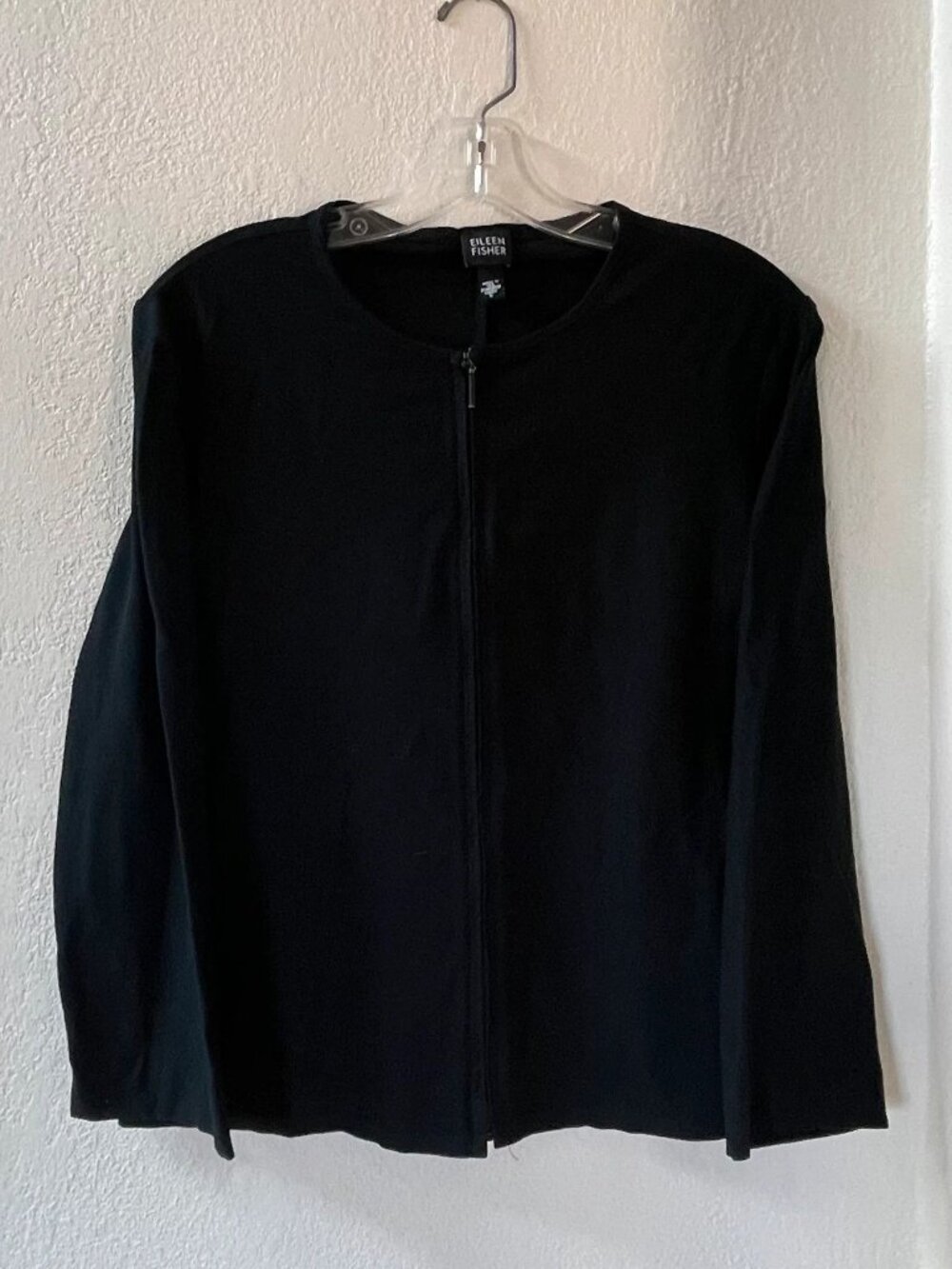 Eileen Fisher Black Zip Up Knit Jacket Size S